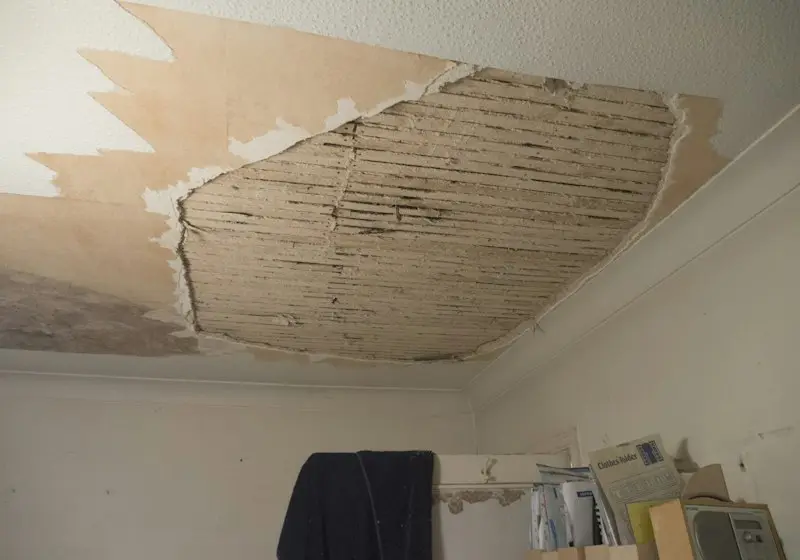 Water stain from a leaking pipe